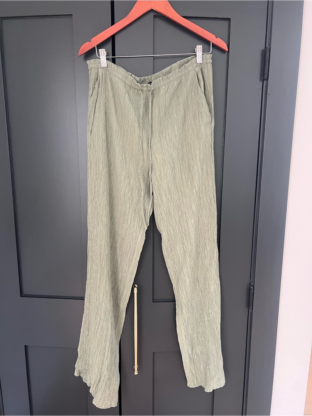 Zara Light Olive Green Textured Chinos